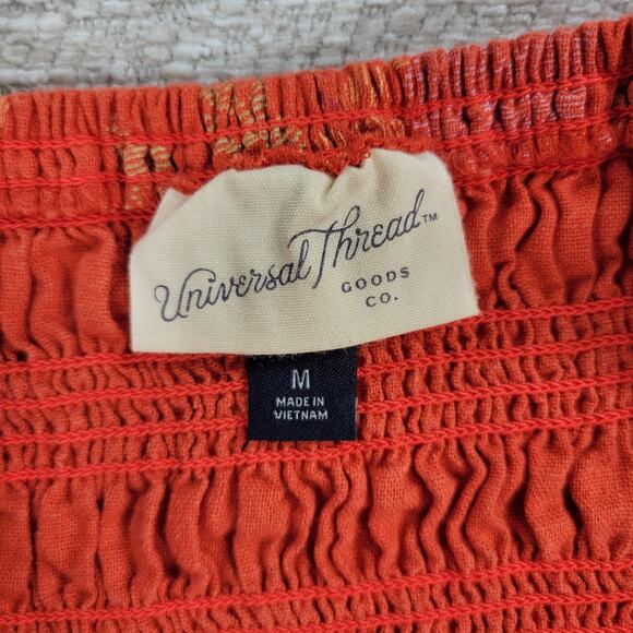 Universal Thread Dress Womens Medium Orange Smocked Top Adjustable Straps Summer - Picture 2 of 16